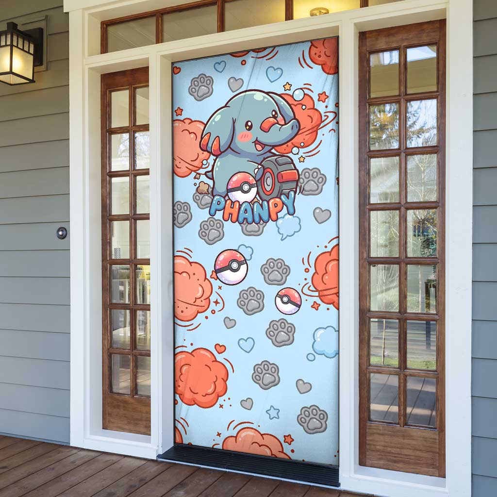 Phanpy Door Cover Playful Kawaii Cloud Burst Art