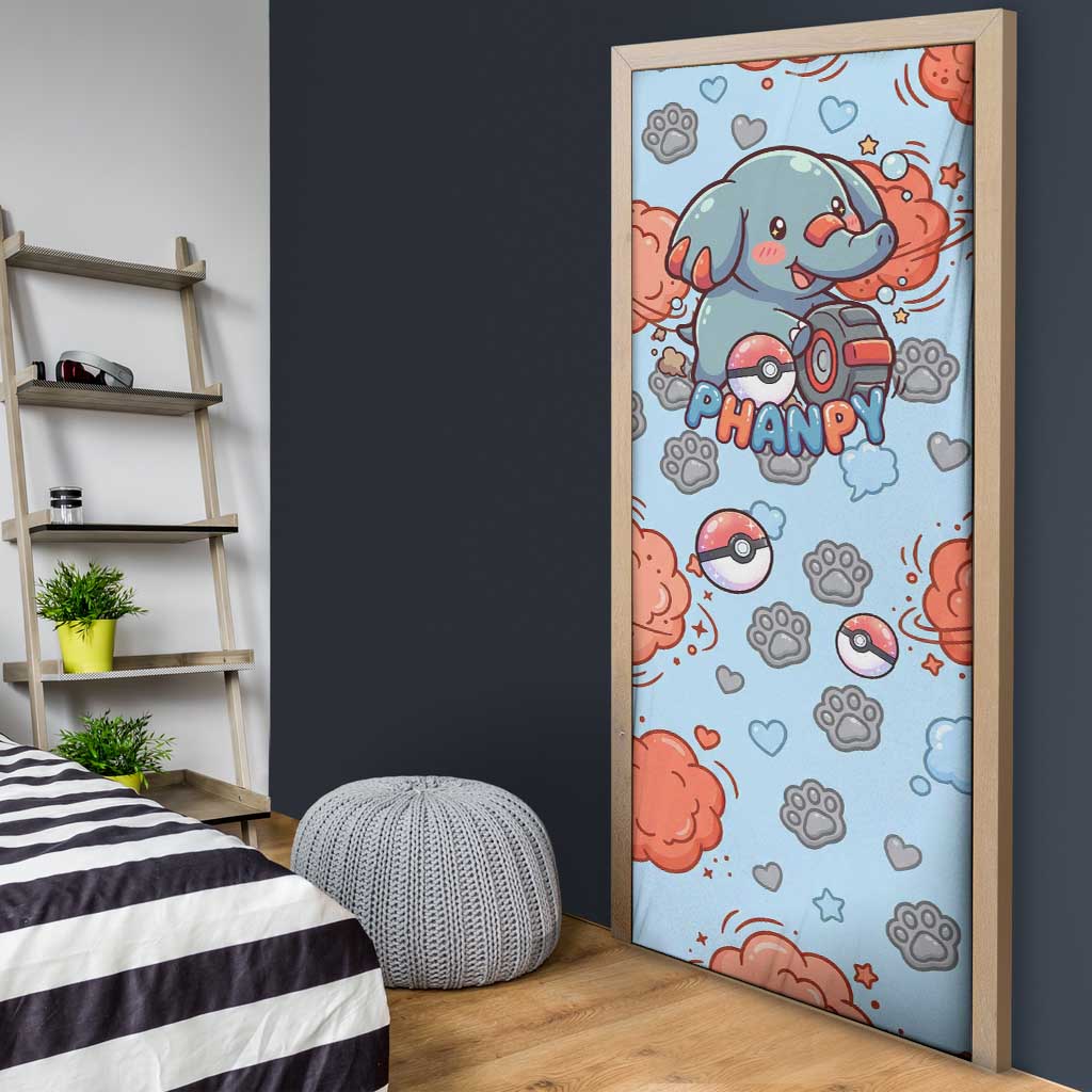 Phanpy Door Cover Playful Kawaii Cloud Burst Art