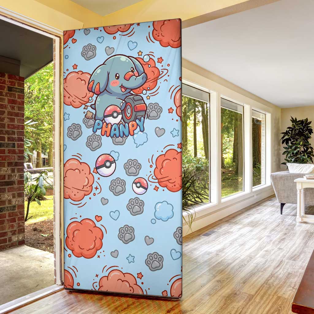Phanpy Door Cover Playful Kawaii Cloud Burst Art
