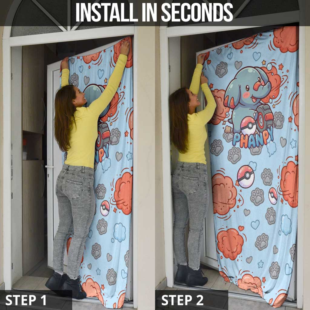 Phanpy Door Cover Playful Kawaii Cloud Burst Art
