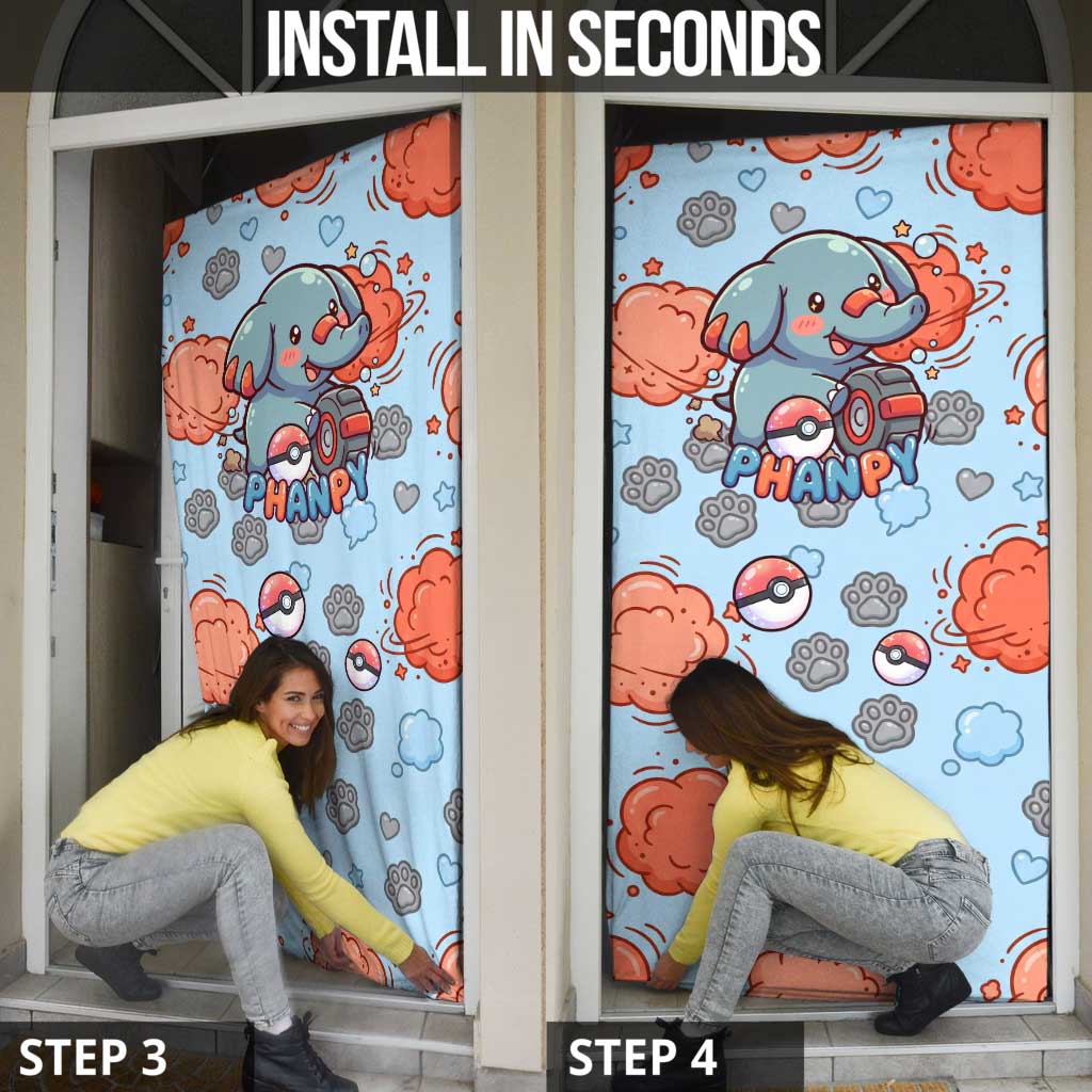 Phanpy Door Cover Playful Kawaii Cloud Burst Art