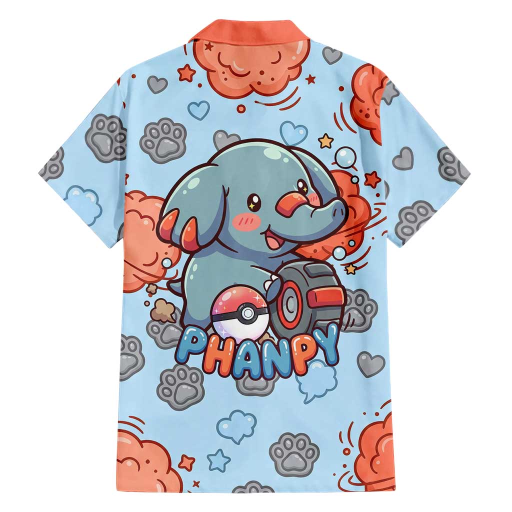 Phanpy Family Matching Off The Shoulder Long Sleeve Dress and Hawaiian Shirt Playful Kawaii Cloud Burst Art