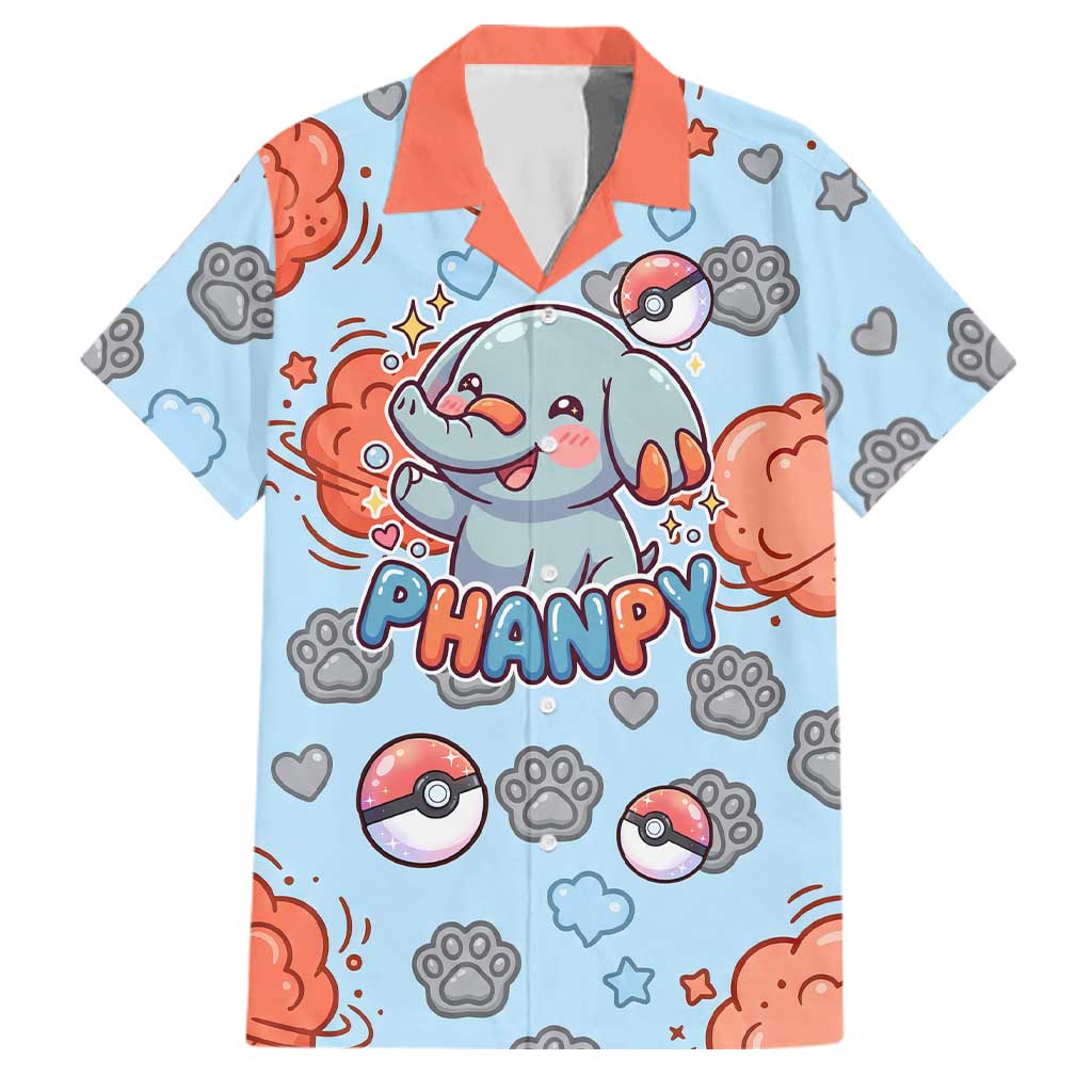 Phanpy Family Matching Off Shoulder Maxi Dress and Hawaiian Shirt Playful Kawaii Cloud Burst Art