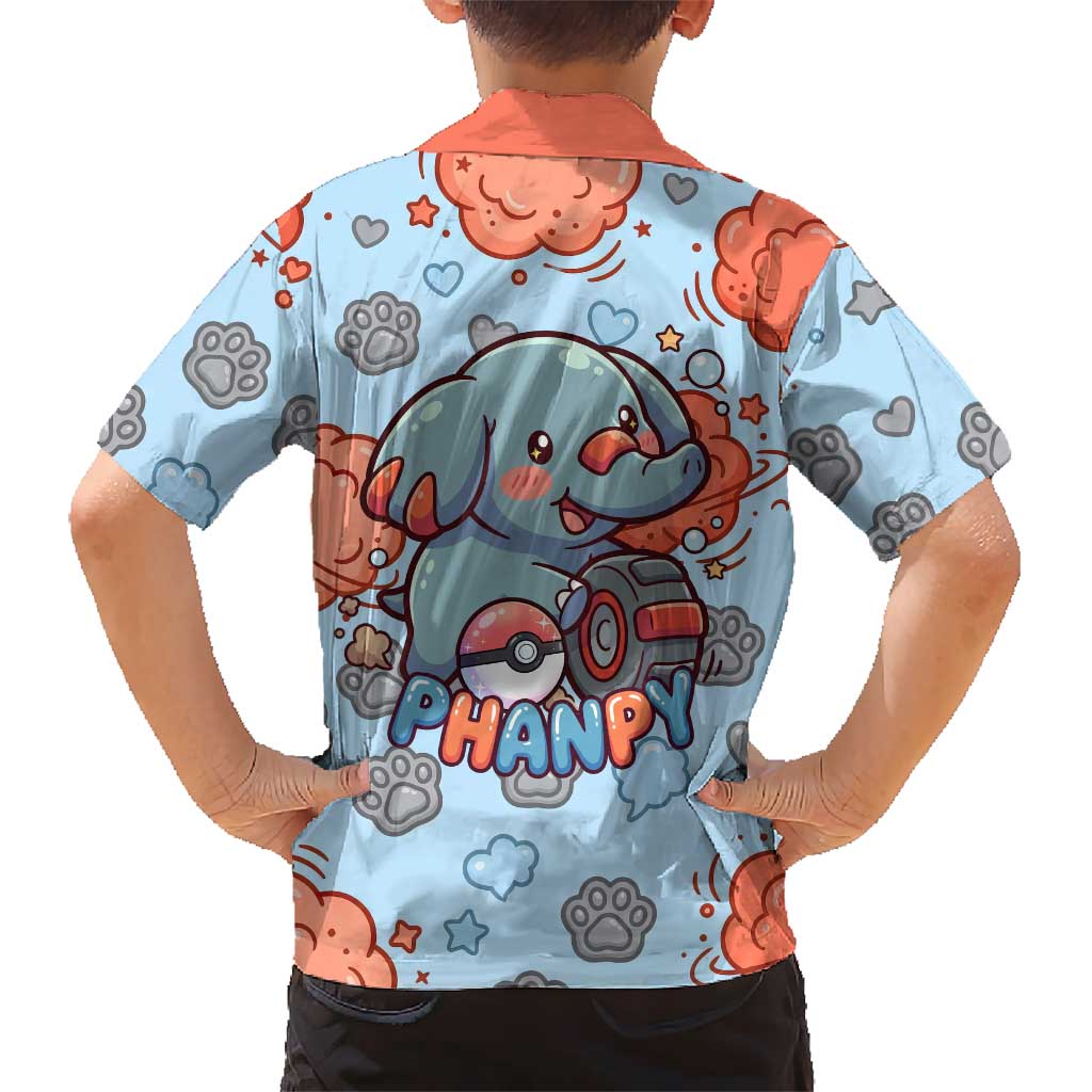 Phanpy Family Matching Summer Maxi Dress and Hawaiian Shirt Playful Kawaii Cloud Burst Art