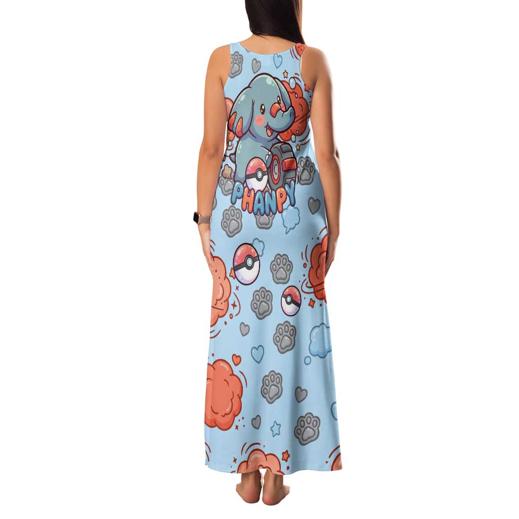Phanpy Family Matching Tank Maxi Dress and Hawaiian Shirt Playful Kawaii Cloud Burst Art