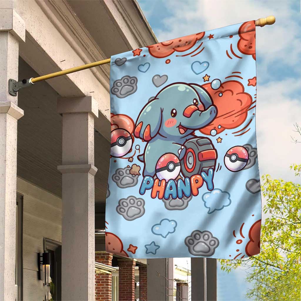 Phanpy Garden Flag Playful Kawaii Cloud Burst Art