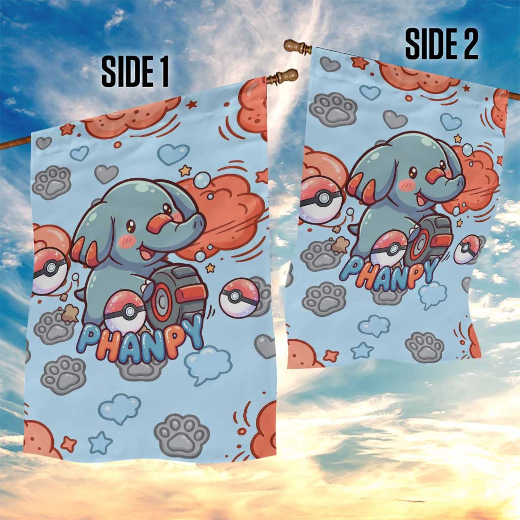 Phanpy Garden Flag Playful Kawaii Cloud Burst Art