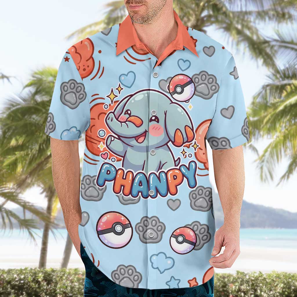 Phanpy Hawaiian Shirt Playful Kawaii Cloud Burst Art