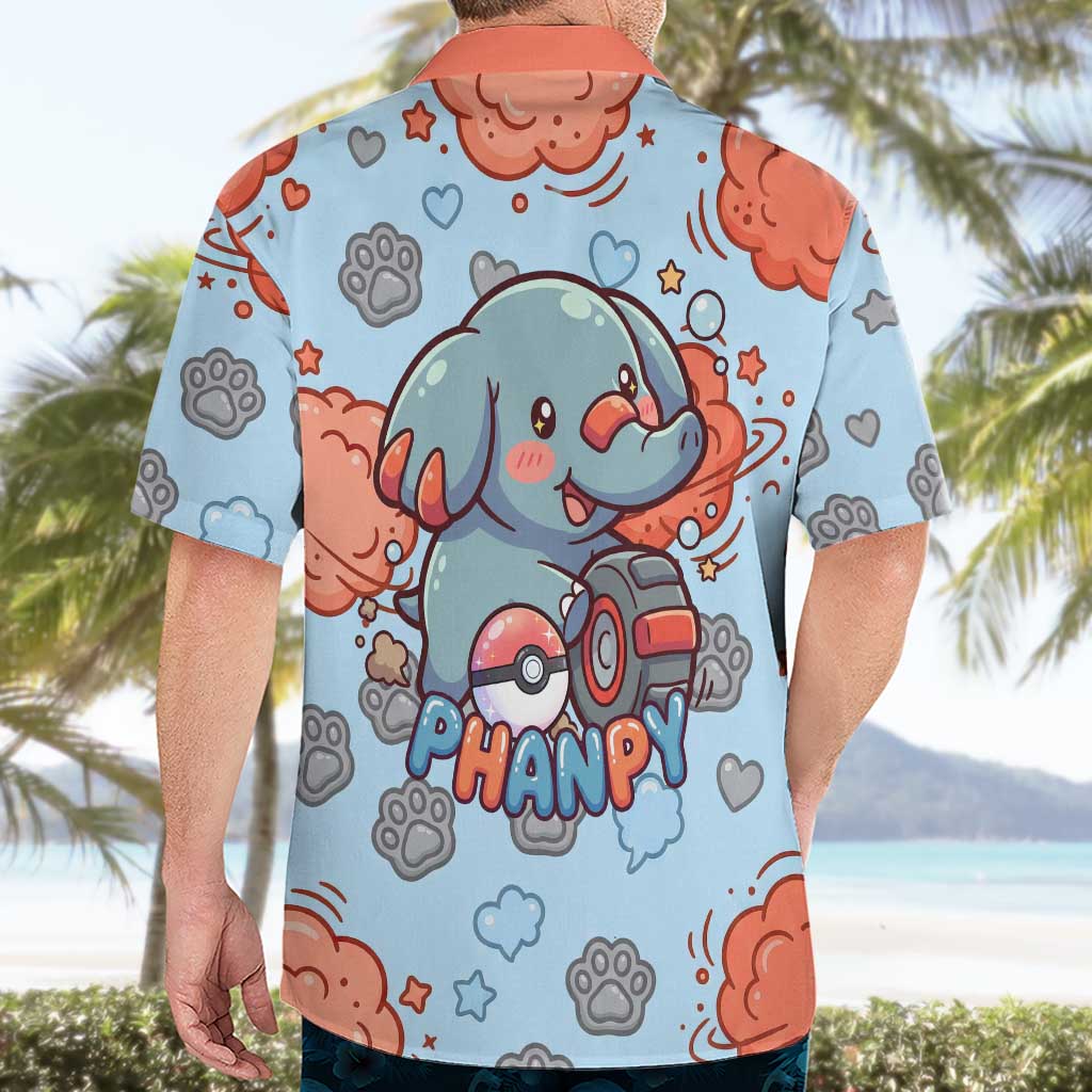 Phanpy Hawaiian Shirt Playful Kawaii Cloud Burst Art