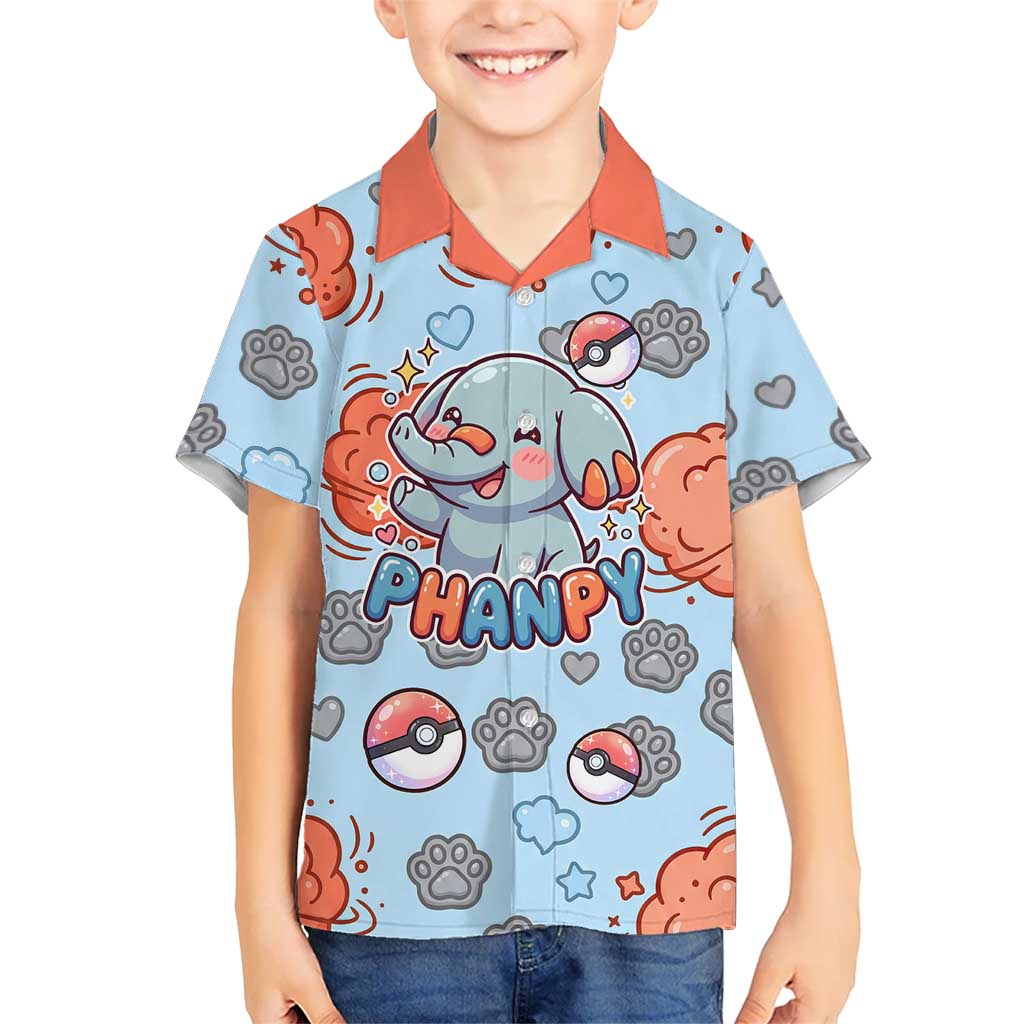 Phanpy Hawaiian Shirt Playful Kawaii Cloud Burst Art