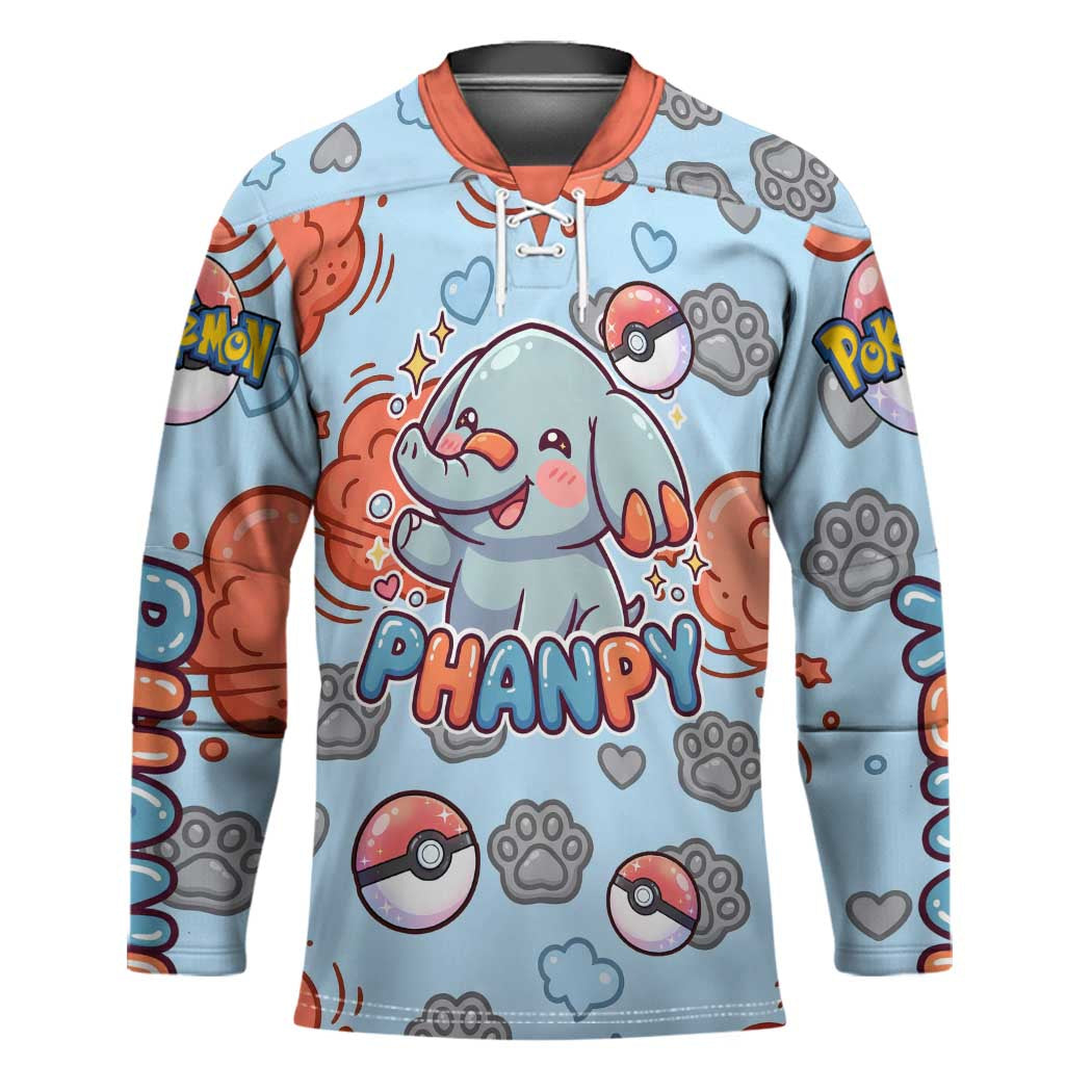 Phanpy Hockey Jersey Playful Kawaii Cloud Burst Art
