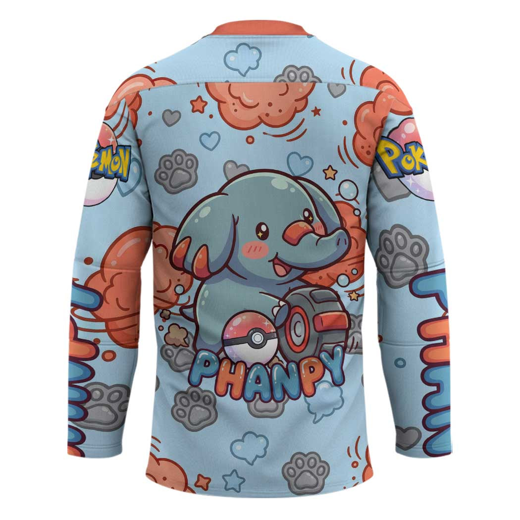 Phanpy Hockey Jersey Playful Kawaii Cloud Burst Art
