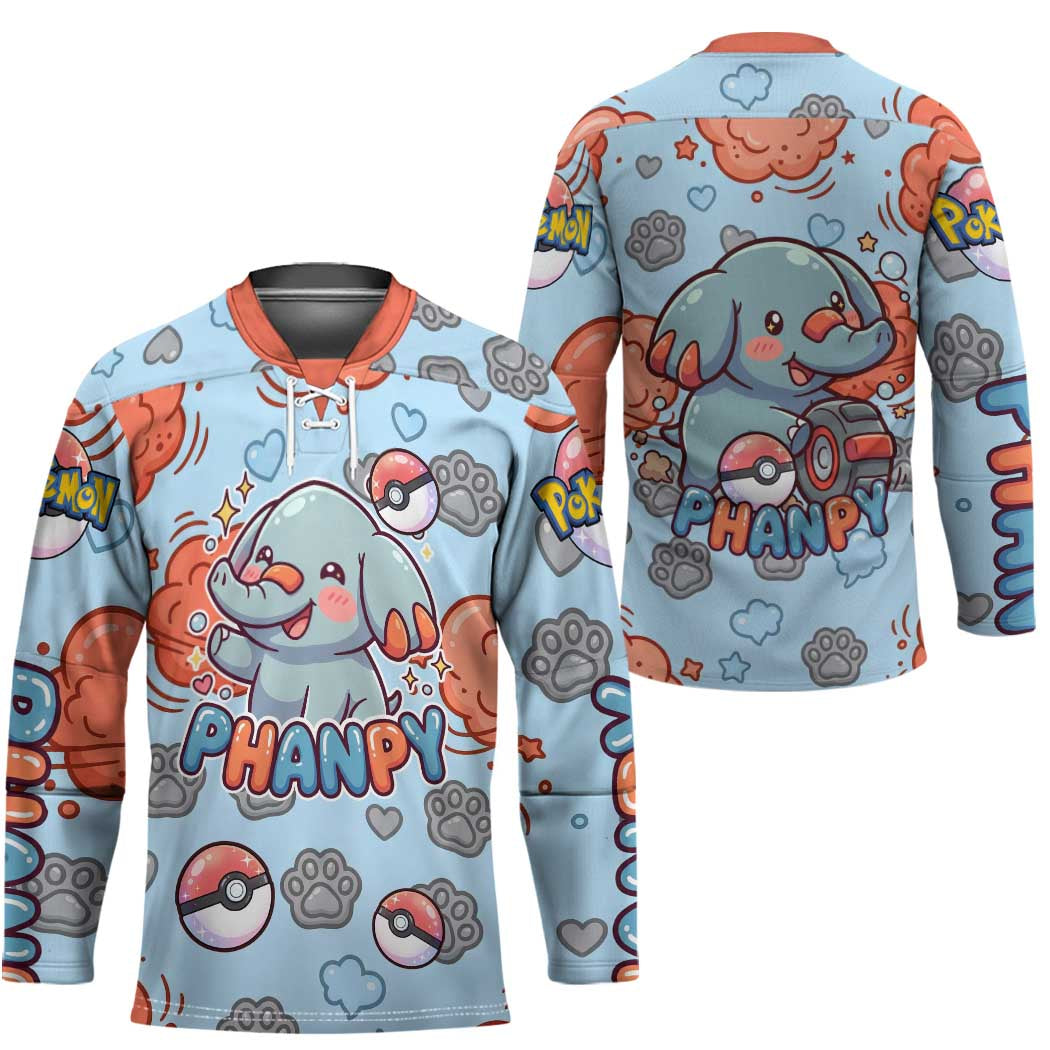 Phanpy Hockey Jersey Playful Kawaii Cloud Burst Art