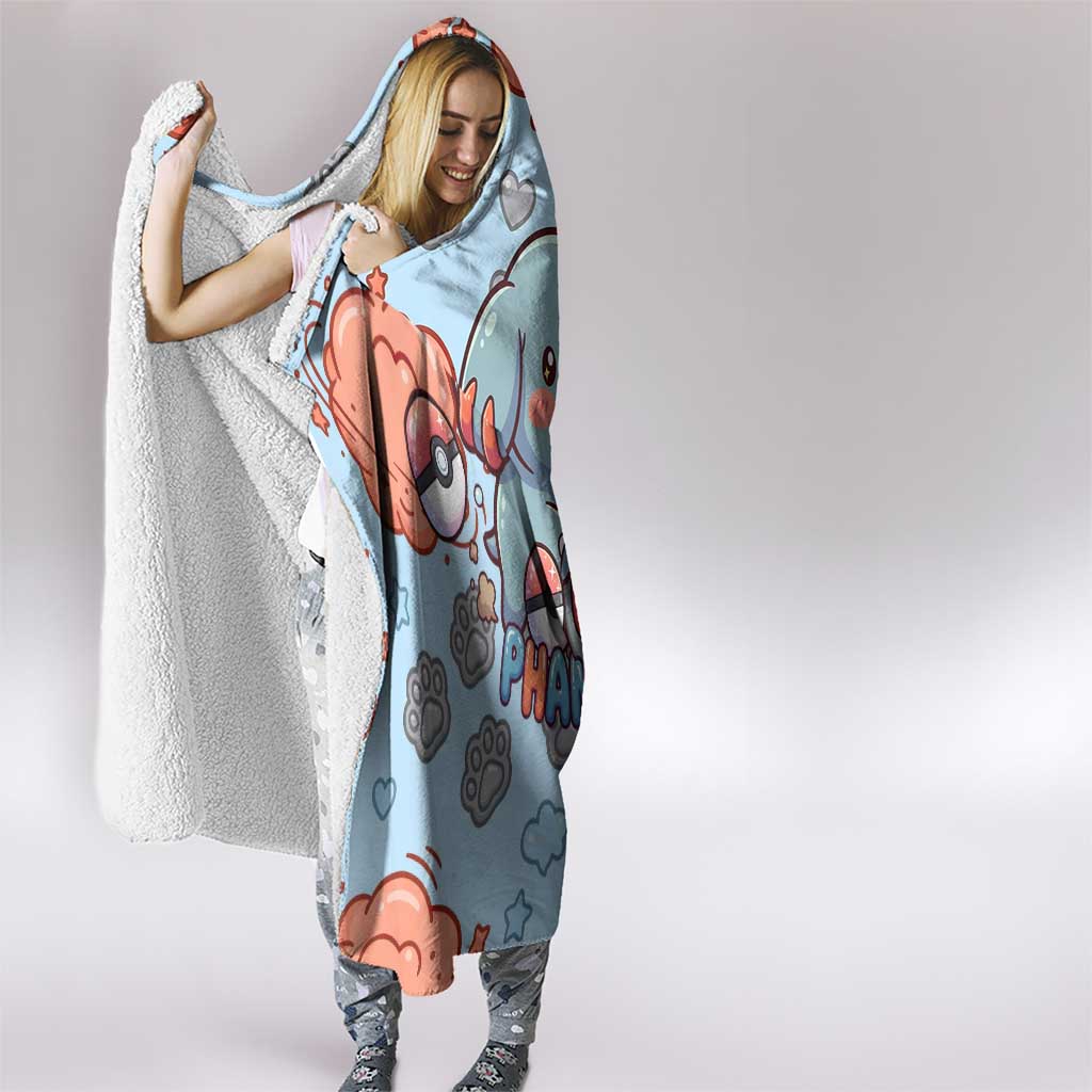 Phanpy Hooded Blanket Playful Kawaii Cloud Burst Art