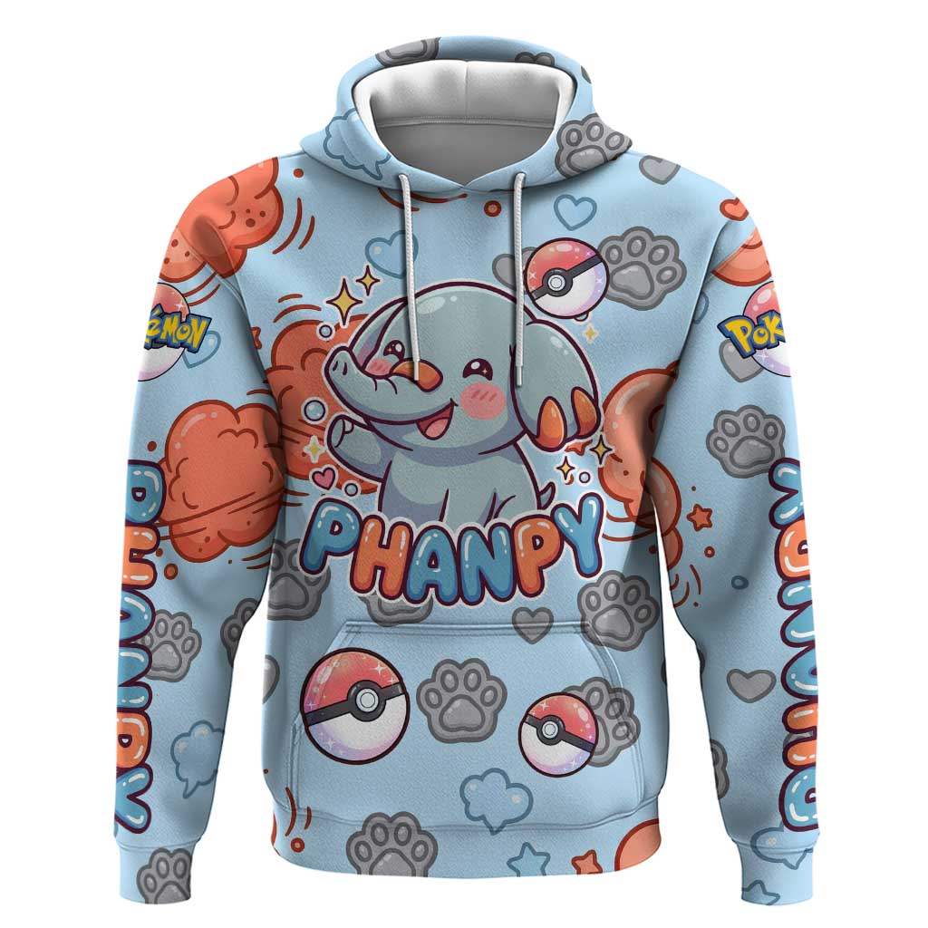 Phanpy Hoodie Playful Kawaii Cloud Burst Art