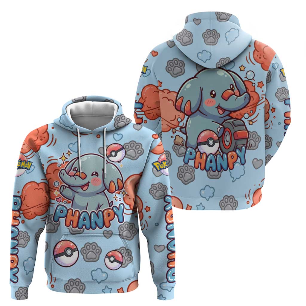 Phanpy Hoodie Playful Kawaii Cloud Burst Art