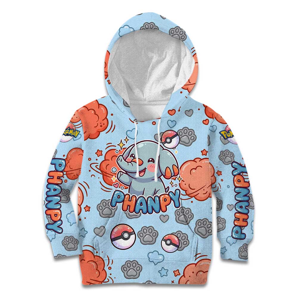 Phanpy Kid Hoodie Playful Kawaii Cloud Burst Art