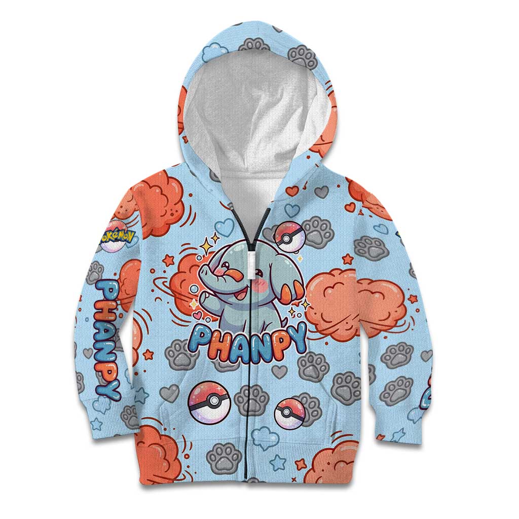 Phanpy Kid Hoodie Playful Kawaii Cloud Burst Art