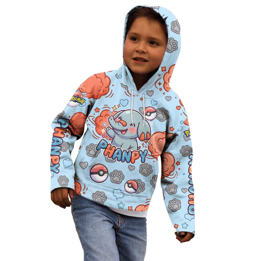 Phanpy Kid Hoodie Playful Kawaii Cloud Burst Art