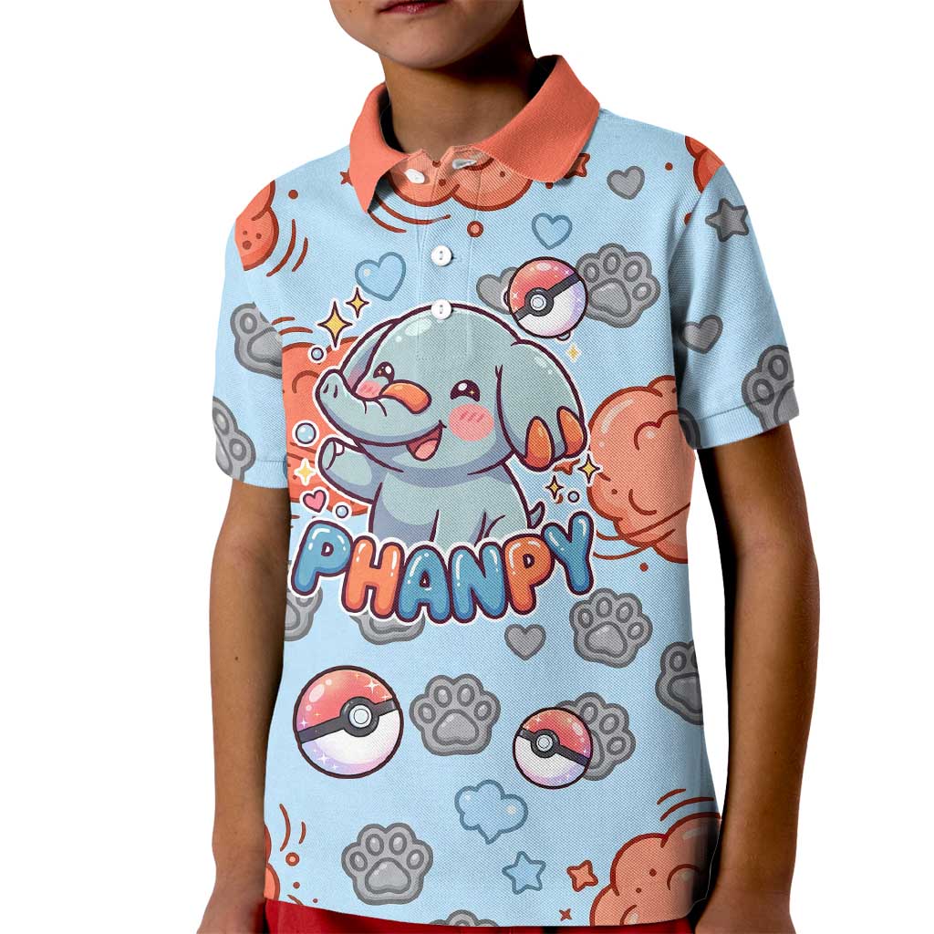 Phanpy Kid Polo Shirt Playful Kawaii Cloud Burst Art