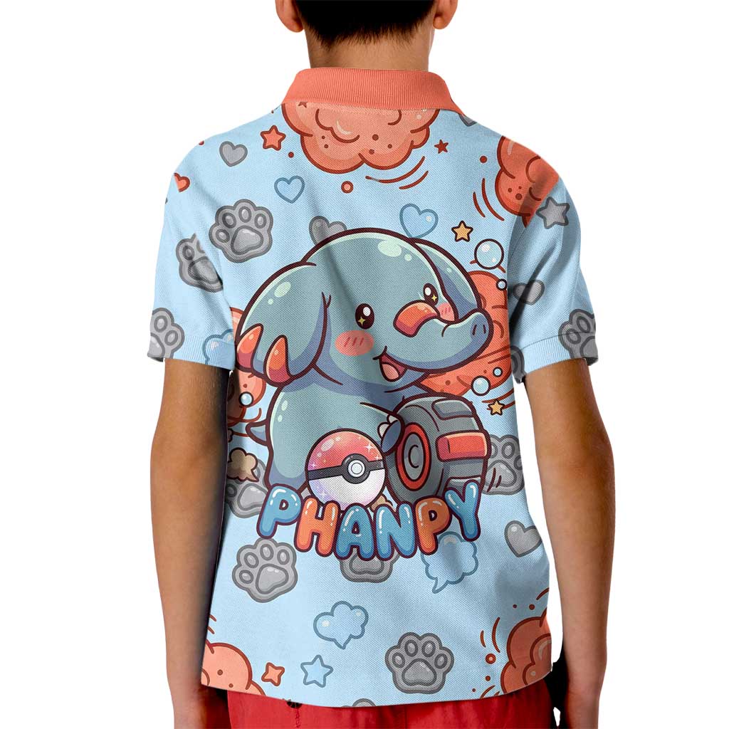 Phanpy Kid Polo Shirt Playful Kawaii Cloud Burst Art
