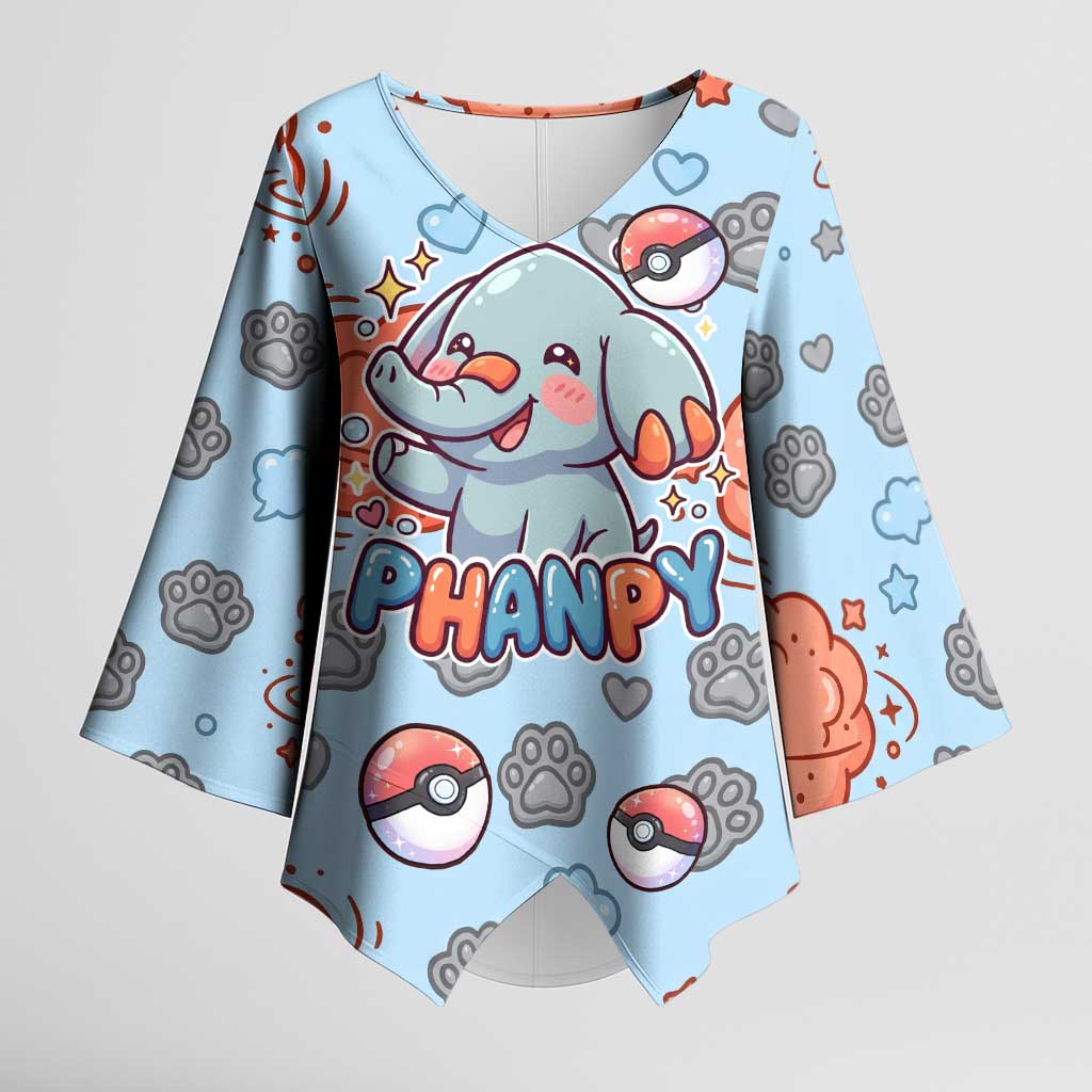 Phanpy Kimono Sleeve Blouse Playful Kawaii Cloud Burst Art
