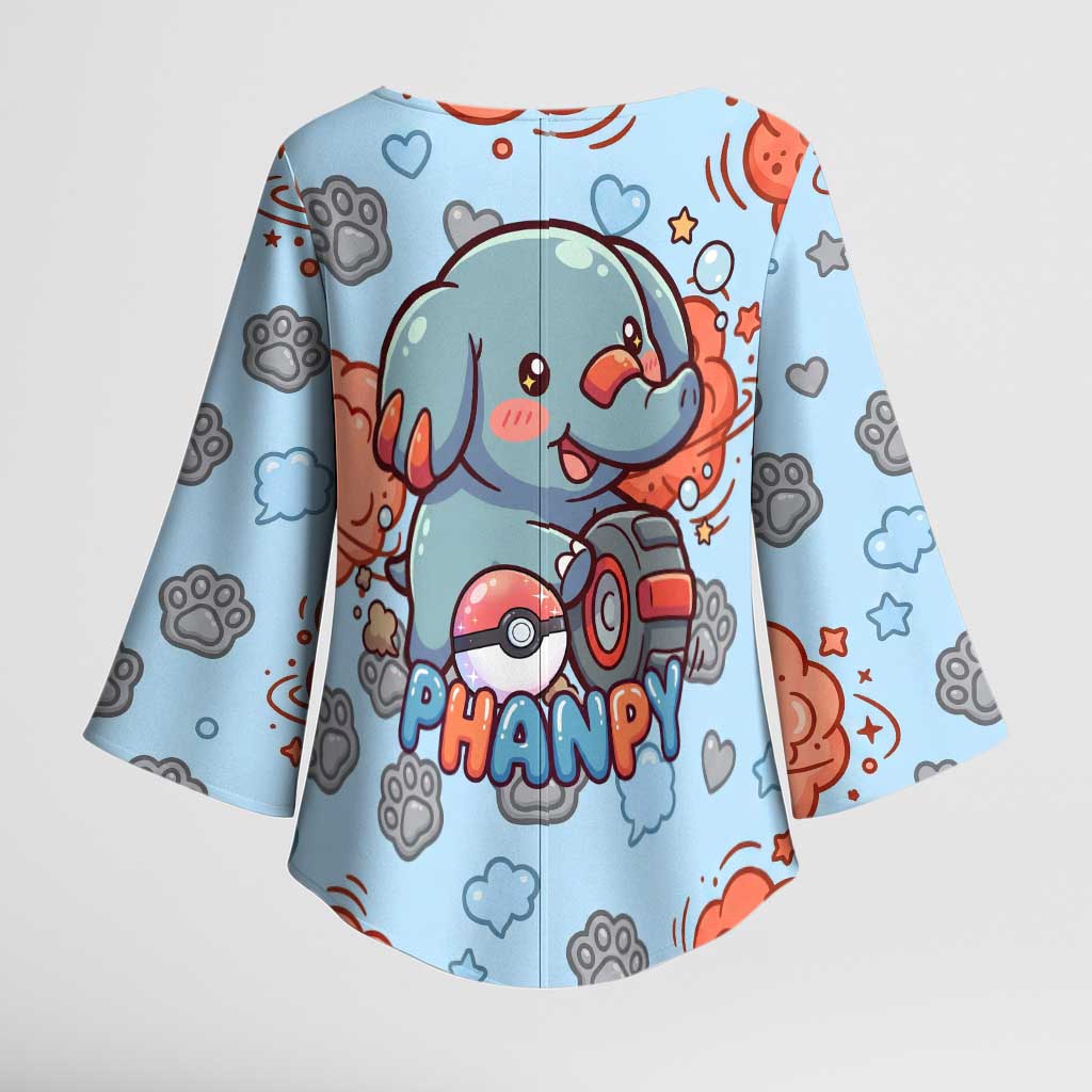 Phanpy Kimono Sleeve Blouse Playful Kawaii Cloud Burst Art