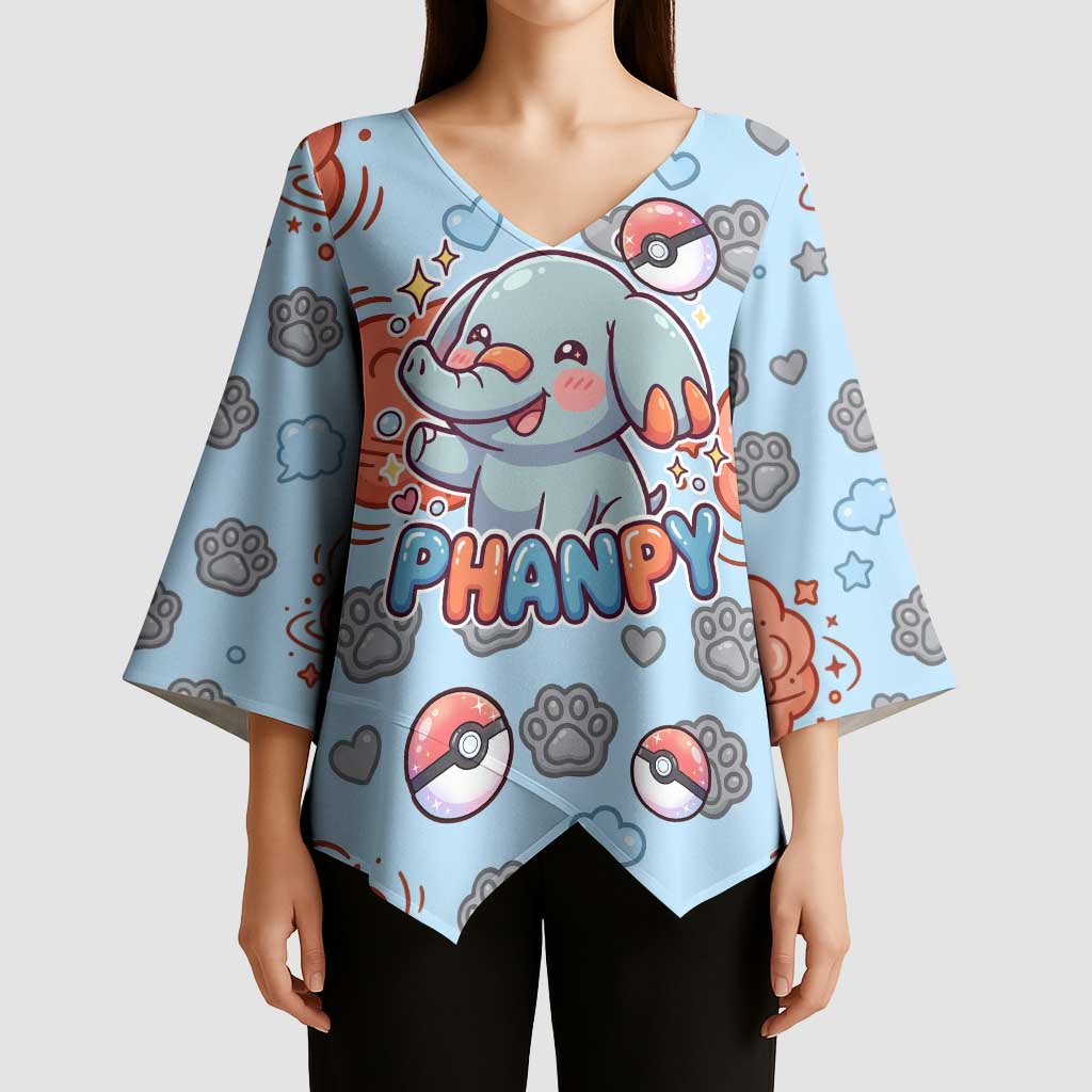 Phanpy Kimono Sleeve Blouse Playful Kawaii Cloud Burst Art