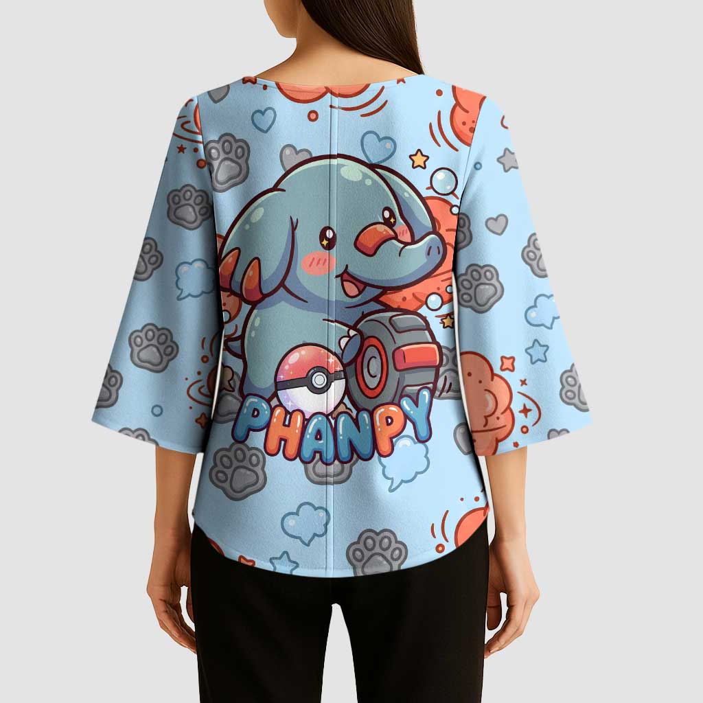 Phanpy Kimono Sleeve Blouse Playful Kawaii Cloud Burst Art
