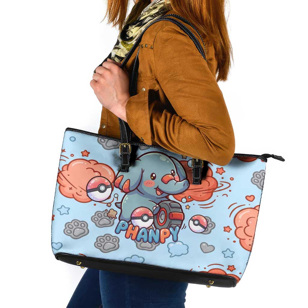 Phanpy Leather Tote Bag Playful Kawaii Cloud Burst Art