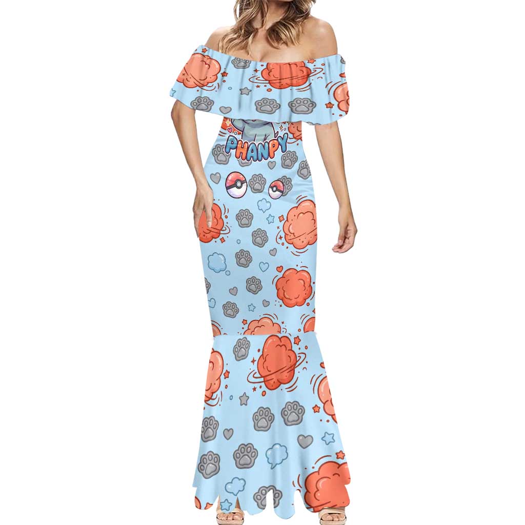 Phanpy Mermaid Dress Playful Kawaii Cloud Burst Art
