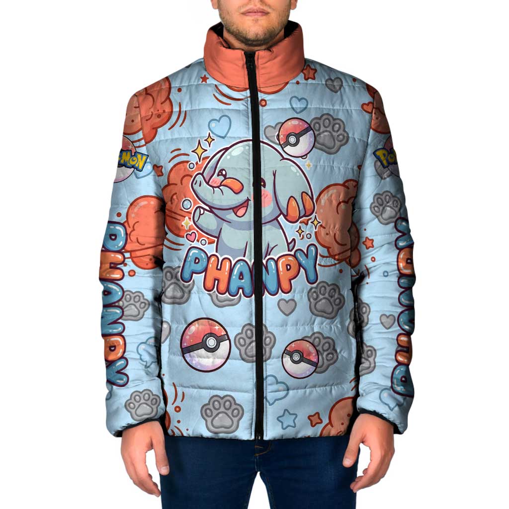 Phanpy Padded Jacket Playful Kawaii Cloud Burst Art
