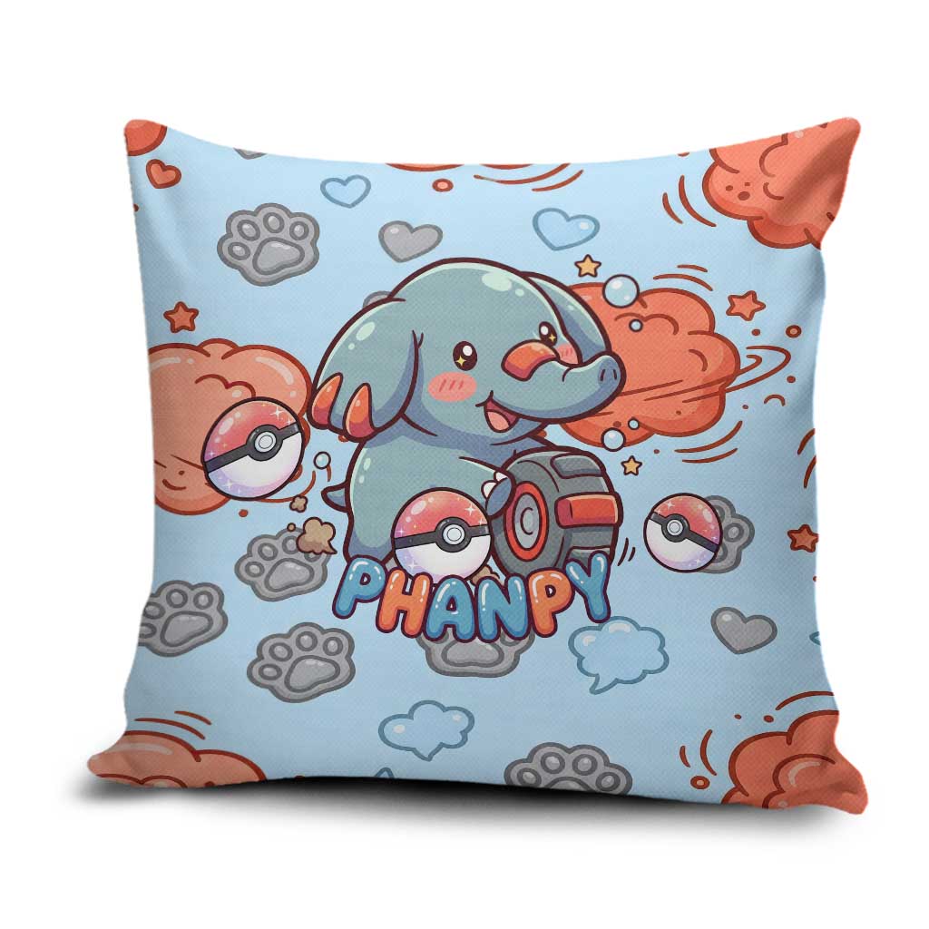 Phanpy Pillow Cover Playful Kawaii Cloud Burst Art