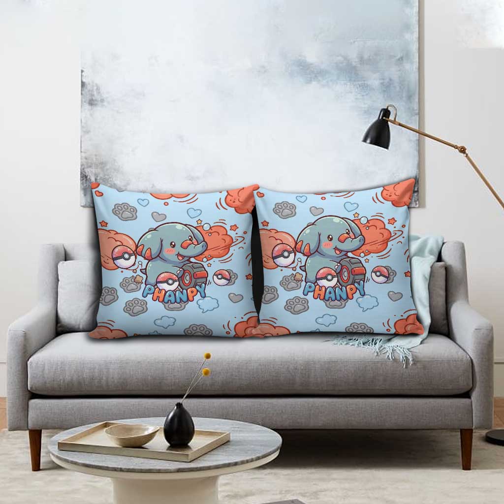 Phanpy Pillow Cover Playful Kawaii Cloud Burst Art