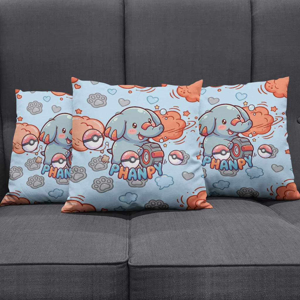 Phanpy Pillow Cover Playful Kawaii Cloud Burst Art