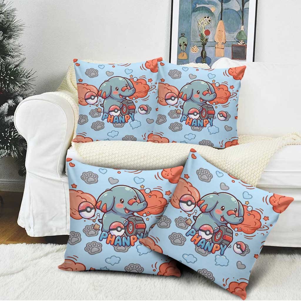 Phanpy Pillow Cover Playful Kawaii Cloud Burst Art