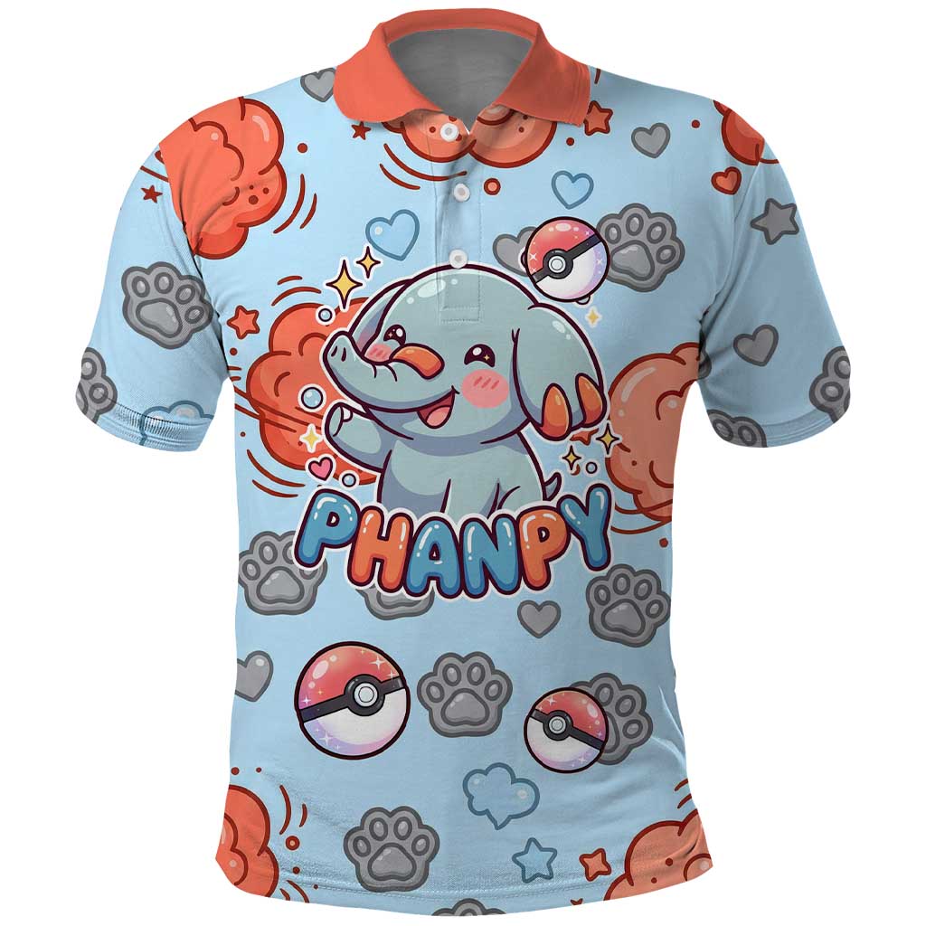 Phanpy Polo Shirt Playful Kawaii Cloud Burst Art