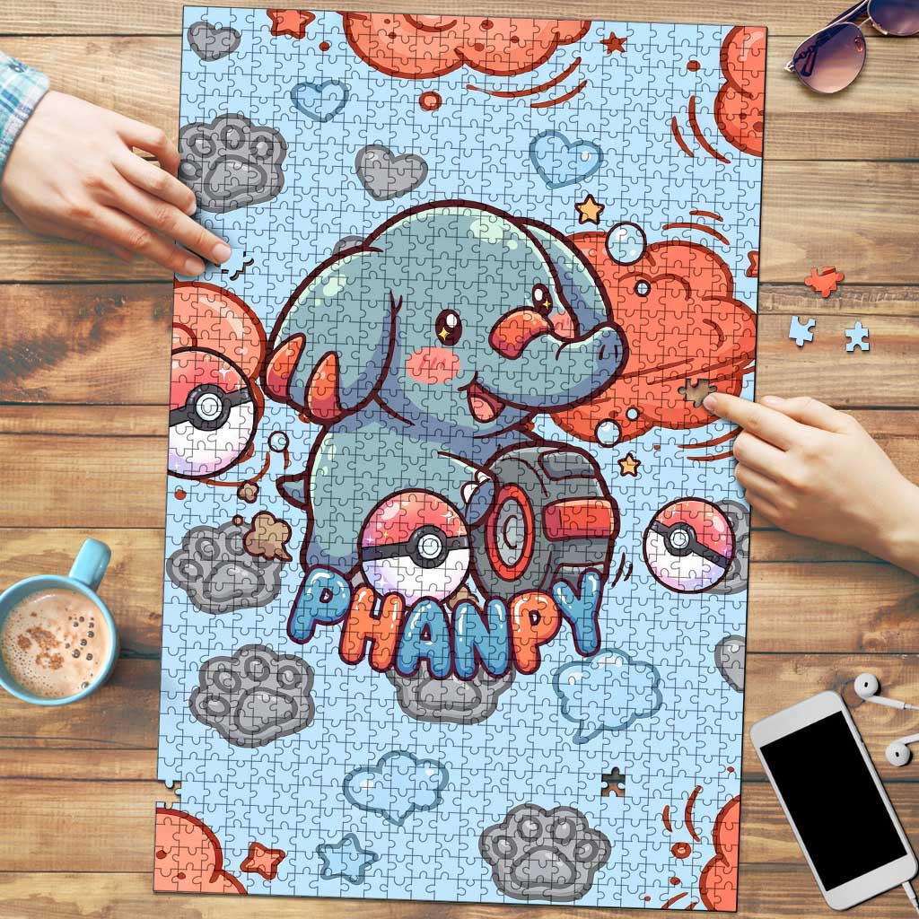 Phanpy Puzzle Playful Kawaii Cloud Burst Art