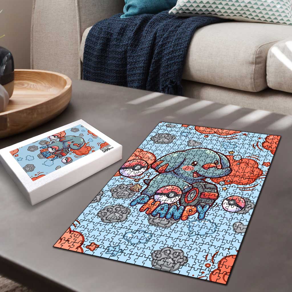 Phanpy Puzzle Playful Kawaii Cloud Burst Art