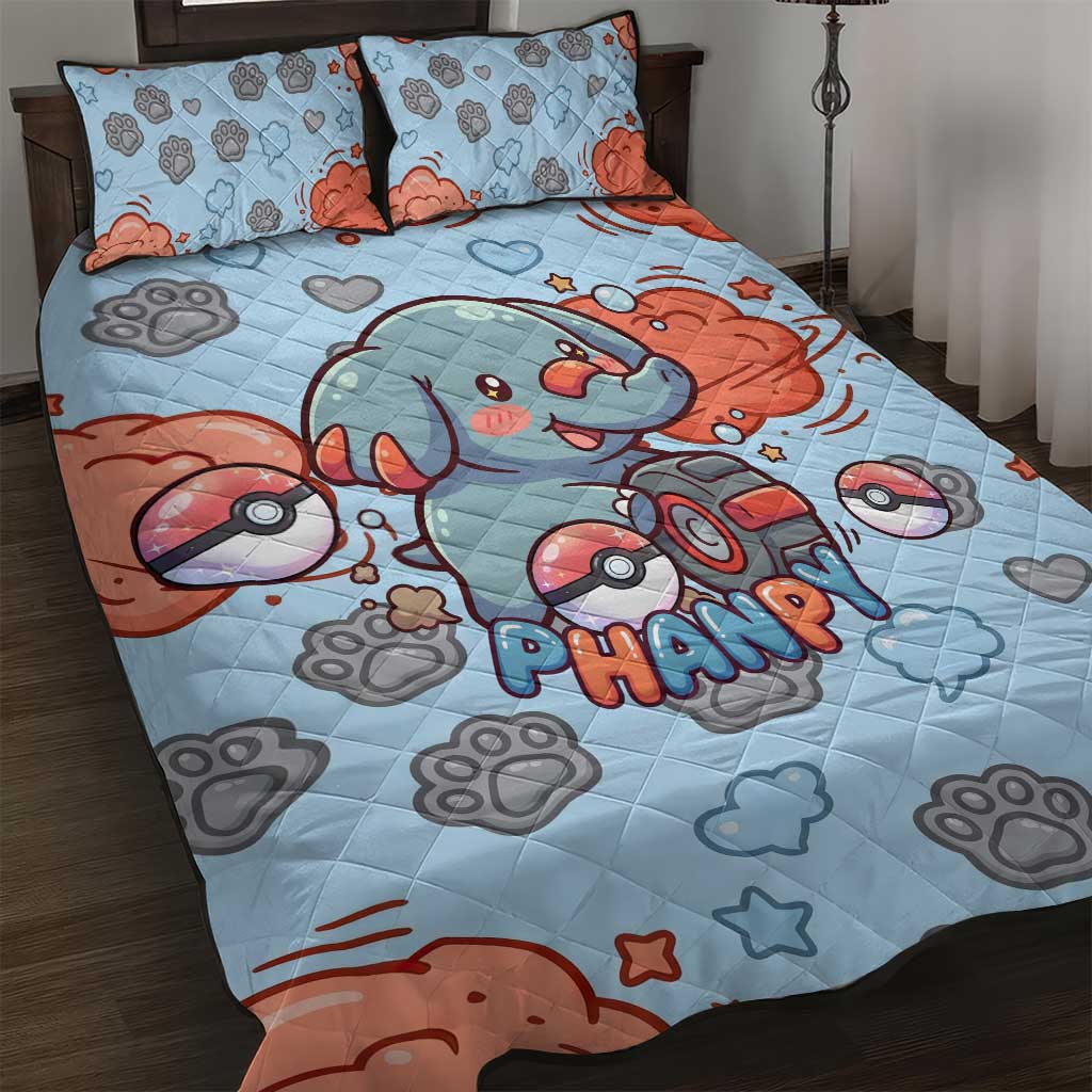 Phanpy Quilt Bed Set Playful Kawaii Cloud Burst Art