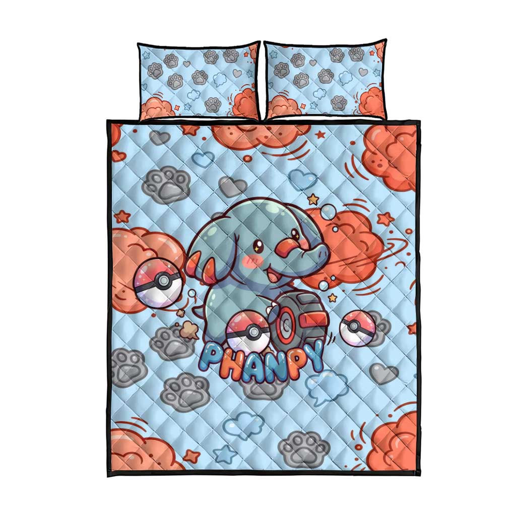 Phanpy Quilt Bed Set Playful Kawaii Cloud Burst Art