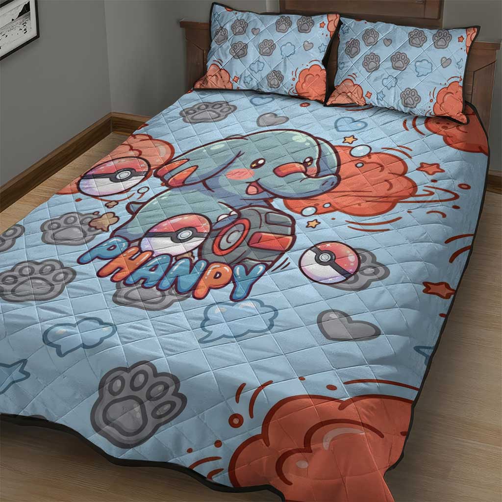 Phanpy Quilt Bed Set Playful Kawaii Cloud Burst Art