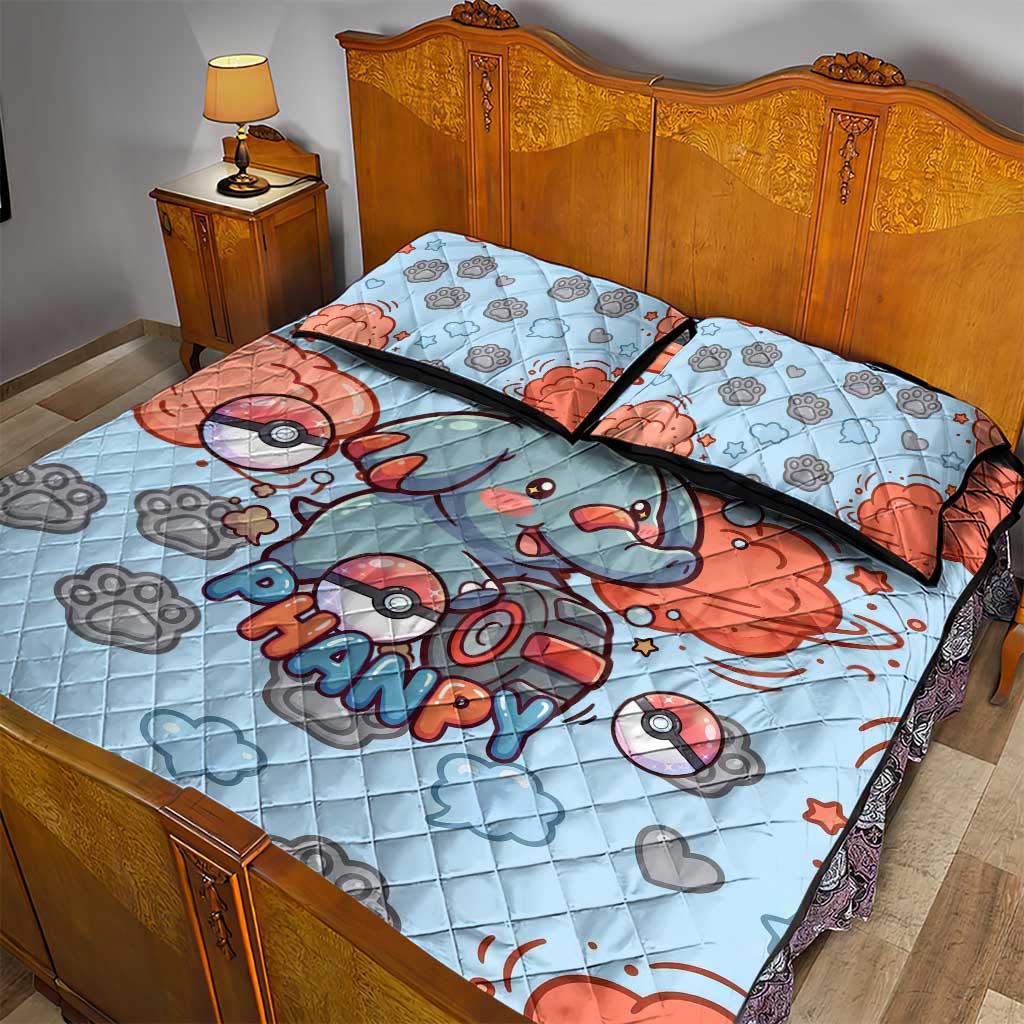 Phanpy Quilt Bed Set Playful Kawaii Cloud Burst Art