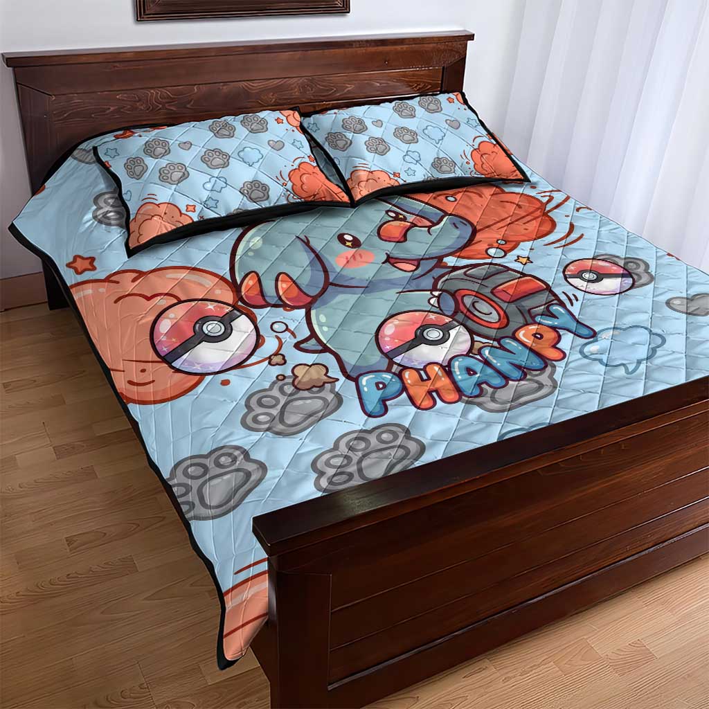 Phanpy Quilt Bed Set Playful Kawaii Cloud Burst Art