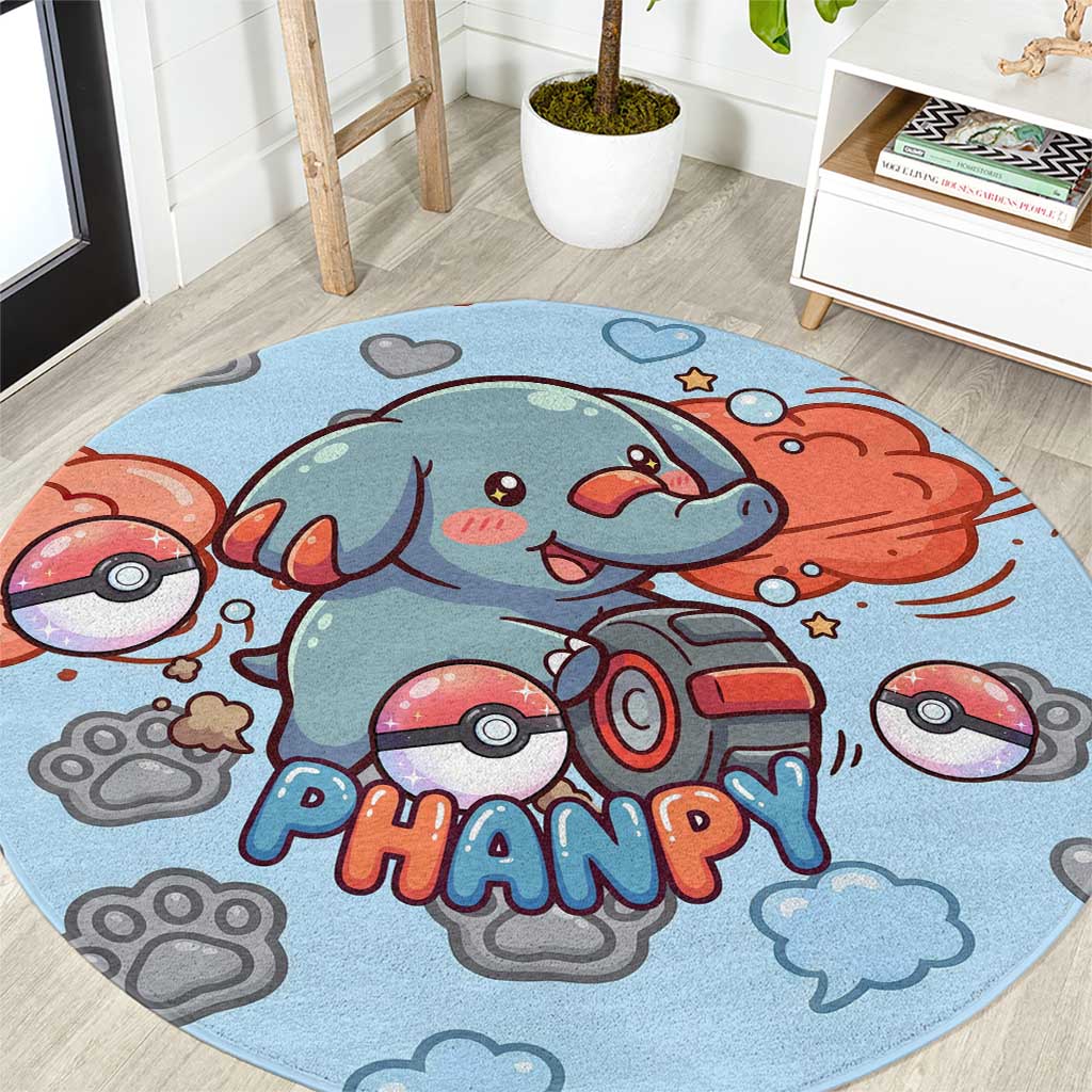 Phanpy Round Carpet Playful Kawaii Cloud Burst Art