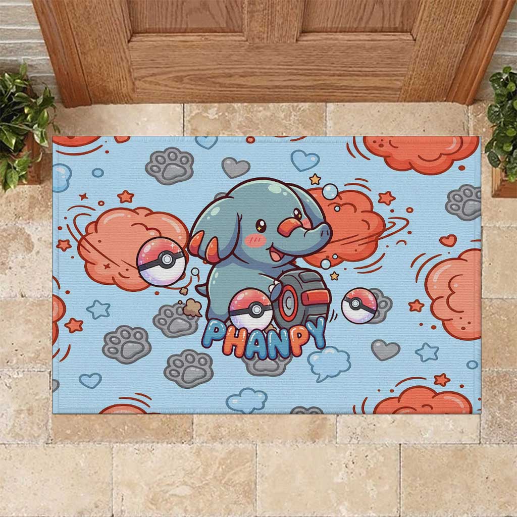 Phanpy Rubber Doormat Playful Kawaii Cloud Burst Art