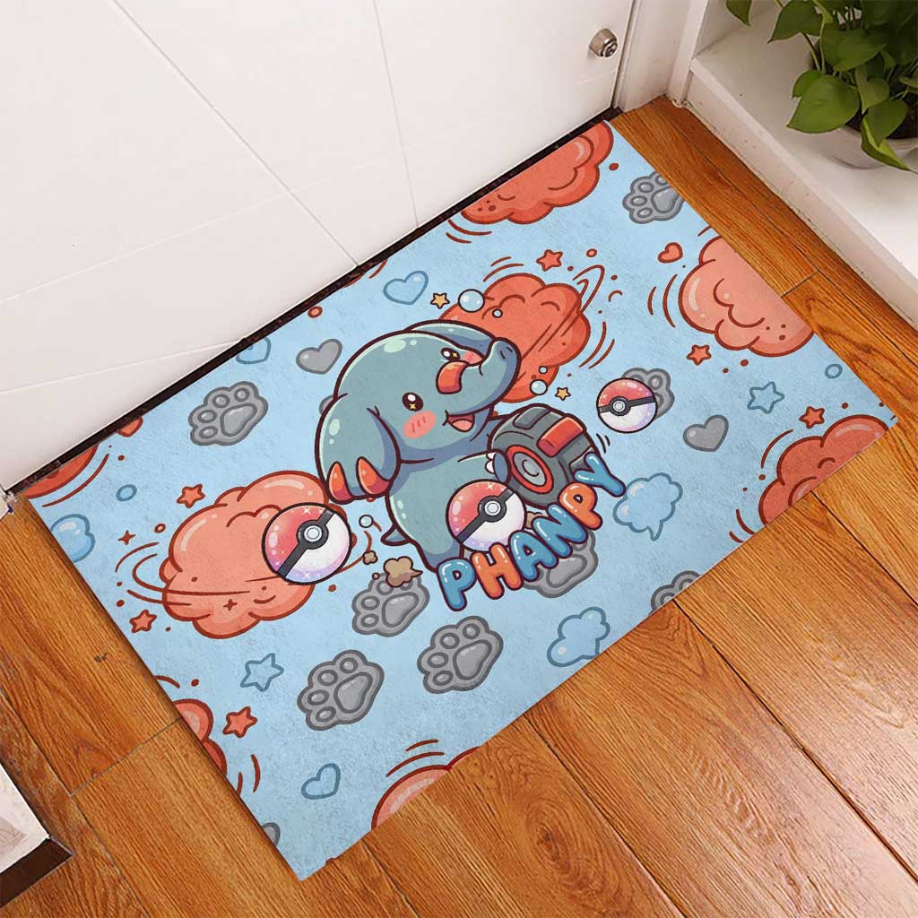 Phanpy Rubber Doormat Playful Kawaii Cloud Burst Art