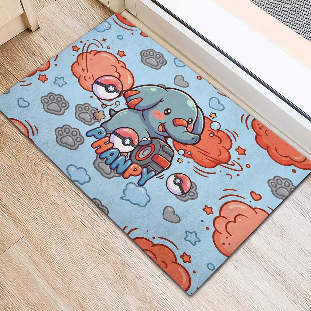 Phanpy Rubber Doormat Playful Kawaii Cloud Burst Art