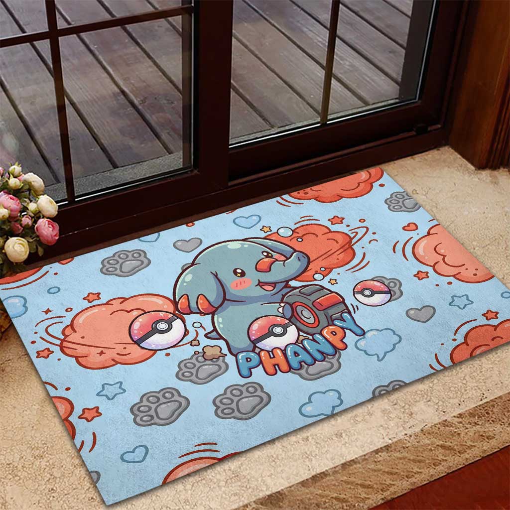 Phanpy Rubber Doormat Playful Kawaii Cloud Burst Art