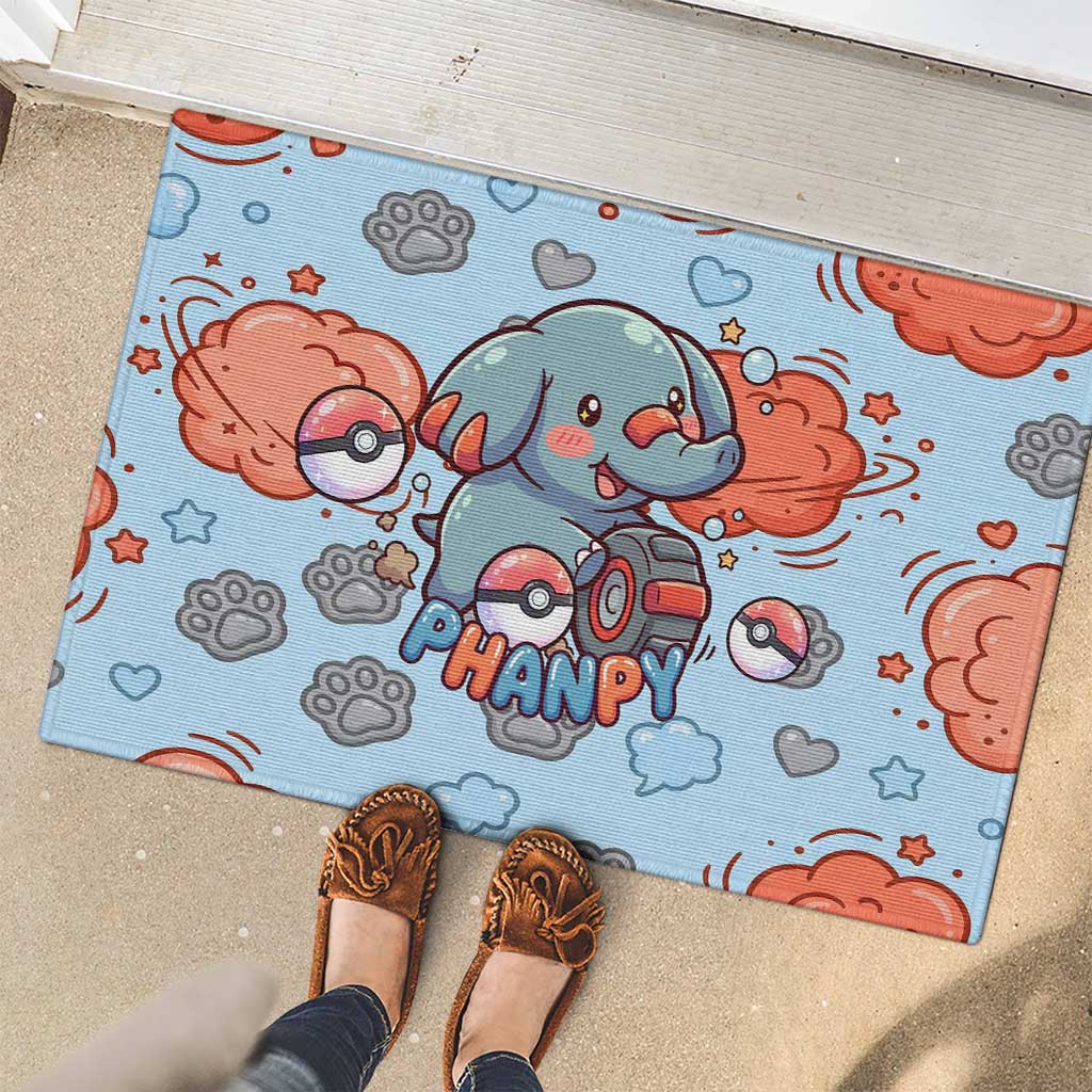 Phanpy Rubber Doormat Playful Kawaii Cloud Burst Art